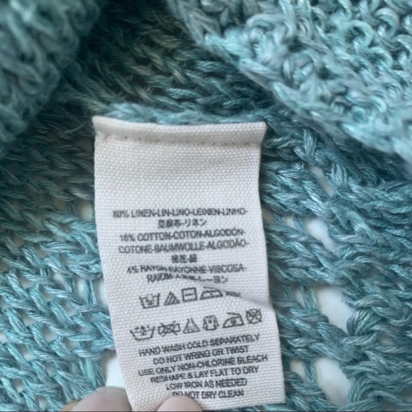 Free People Rhiannon Linen Open Knit Stitch Poncho size Small - Picture 10 of 11